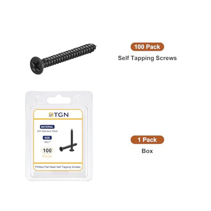 DTGN 100Pcs 4"x1" Flat Head Wood Screws, Self Tapping Screws Black - color: Black, size: #4x1"
