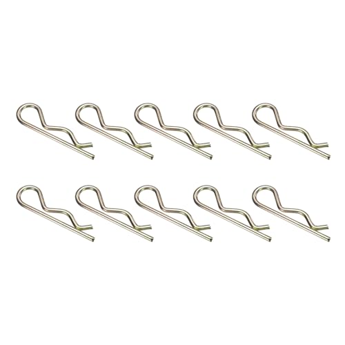 uxcell 10Pcs Hitch Pin Clip, 6x120mm Zinc-Plated Spring Steel Retaining R Clip Retaining Wire Hair Pins Cotter Pin Assortment Kit Clips for Trailer Tractors Mower Carts Truck, Gold - size: 6x120mm