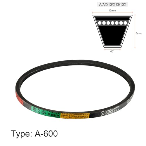 uxcell A600 V-Belts 600mm Inner Girth 13mm Top Width 8mm Thickness A-Section Rubber Drive Industrial Transmission Belt - size: 600mm