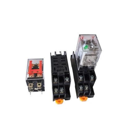 Electromagnetic Power Relay, 8-Pin 10 AMP 12V DC Relay Coil with Socket Base, LED Indicator, DPDT 2NO 2NC LY2N-GS 1PCS [Applicable for DIN Rail System] (1, DC12V)