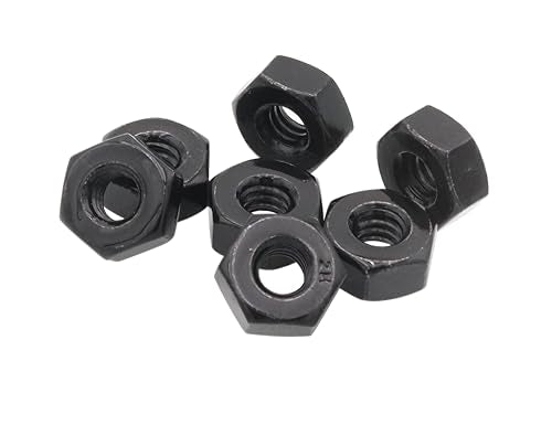 LBY 50pcs Heavy Hex Nuts, 1/4-20 Coarse Thread Hex Nuts, 45# Steel (Black) - size: 1/4-20