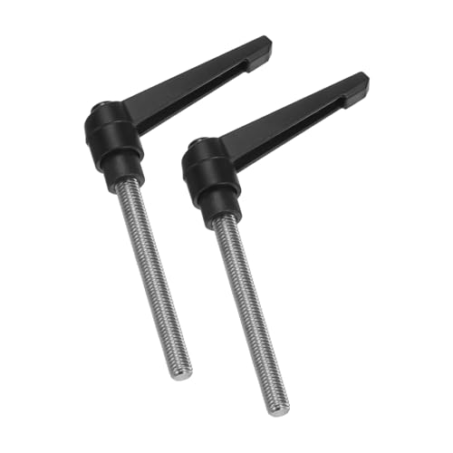 uxcell 2pcs Clamping Lever Handles, M8 x 70mm 304 Stainless Steel Threaded Male Stud, Adjustable Handles Locking Quick Release Ratchet Push Button Bolt Knobs, Black - size: M8 x 70mm