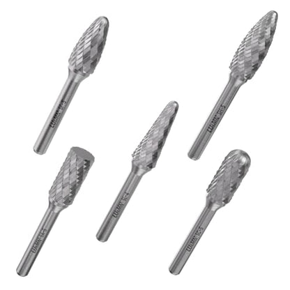 LU&MN Tungsten Carbide Burr Set, 1/2" Head 1/4" Shank, 5 Pcs - style: 5PCS, 1/2" Head * 1/4" Shank