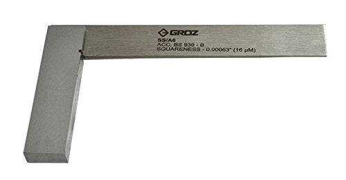 Groz 01003 6" Precision Steel Square, 16 Microns Squareness - size: 6 Inch Single
