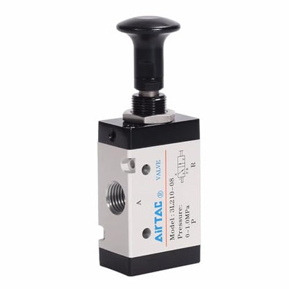 Push-Pull Valve AirTAC 3L210-08 1/4" NPT 3/2 Way Hand Lever 2 Position 3 Way Pneumatic Air Manual Control Direct Acting Type 0-145 PSI - size: 1/4 NPT, style: 3/2 way