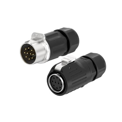 LP24 10PIN Industrial Waterproof Connector IP68 Quickly Plugging Aviation Connector Solder-Assembly M25 10PIN Circular Connector Fast Release Electrical Connector Female Plug&Male Socket - size: 10 Pin, style: Female Plug / Male Socket