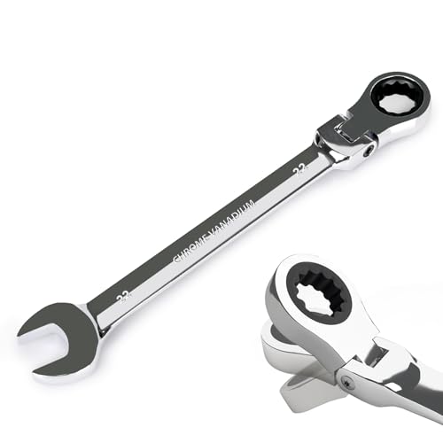 Egofine 22mm Ratchet Wrench Flex Head, Ratcheting Combination Wrench Metric, Industrial Grade Gear Spanner with 12 Point Box End, 72-Teeth Ratchet, Chrome Vanadium Steel - style: 22mm