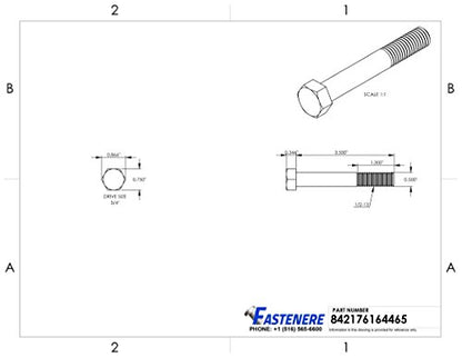 1/2-13 x 3-1/2" Hex Head Cap Screw Bolts, External Hex Drive, Stainless Steel 304, Partially Threaded, Stainless Steel, Quantity 5 - size: 1/2-13 x 3-1/2 Inch (5 Pack)