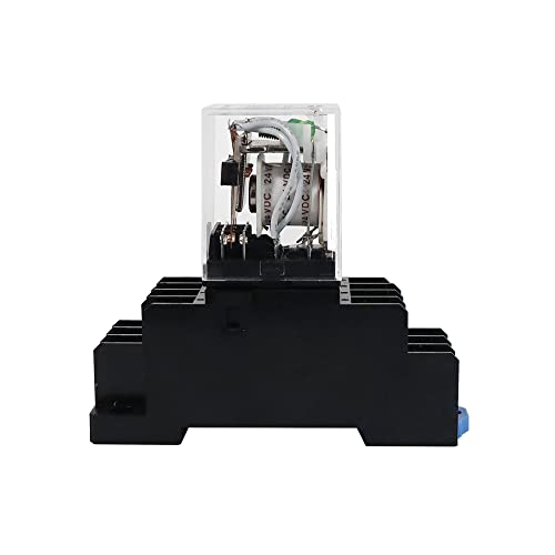 ATO DC 24V Coil 14-Pin Electromagnetic Power Relay 4PDT 4NO 4NC HH54P MY4NJ with Plug-in Terminal Socket Base - size: 4NO 4NC