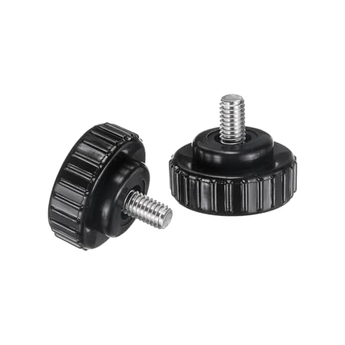 uxcell 2pcs Knurled Clamping Knobs M6 x 10mm Metric 304 Stainless Steel Male Thread Thumb Screw on Type 30mm Plastic Round Head Threaded Hand Bolt Stud Knobs Black - size: M6 x 10mm x 30mm