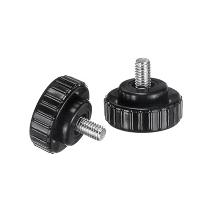 uxcell 2pcs Knurled Clamping Knobs M6 x 10mm Metric 304 Stainless Steel Male Thread Thumb Screw on Type 30mm Plastic Round Head Threaded Hand Bolt Stud Knobs Black - size: M6 x 10mm x 30mm