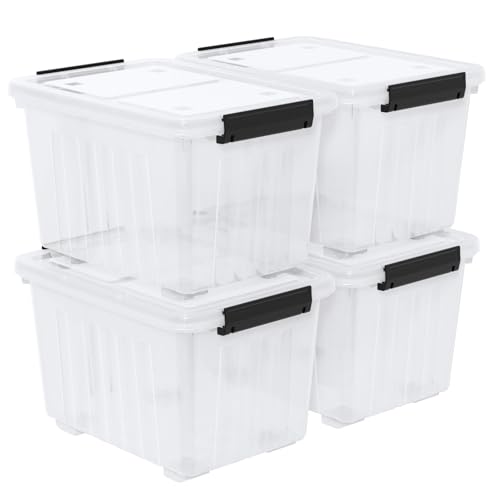 Zopnny 50 Qt Stackable Plastic Storage Bins with Lids, 4 Pack - size: 50 Quart