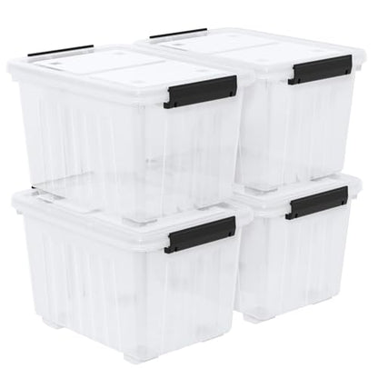 Zopnny 50 Qt Stackable Plastic Storage Bins with Lids, 4 Pack - size: 50 Quart