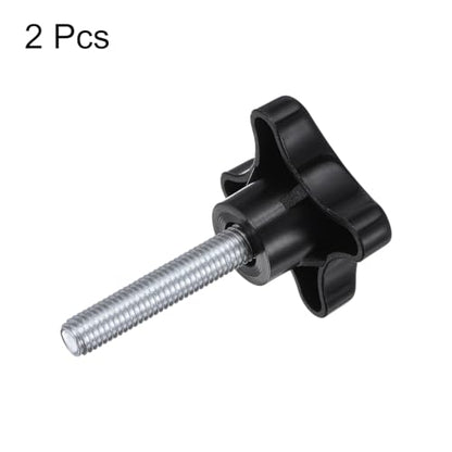 HARFINGTON 2pcs Star Knobs M10 x 45mm Male Thread Plastic 4-Star Stud Knob Hand Tightening Clamping Screw Replacement Threaded Handle, Black - size: M10 x 45mm