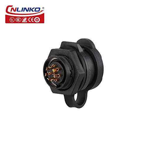 CNLINKO IP68 Circular Panel M16 Plastic 8 Pin Plug and Socket Electrial Waterproof Auto Wire Harness Solder with Cover for Power Equipment DC/AC Welding Connector (8 Pin) - size: 8 Pin, style: Single-Hole Set/Plug without Cable
