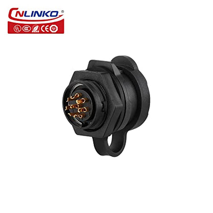 CNLINKO IP68 Circular Panel M16 Plastic 8 Pin Plug and Socket Electrial Waterproof Auto Wire Harness Solder with Cover for Power Equipment DC/AC Welding Connector (8 Pin) - size: 8 Pin, style: Single-Hole Set/Plug without Cable