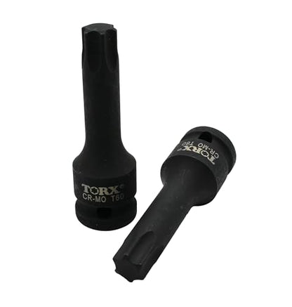 TEMO T60 3" Torx Star 6 Point Black Impact Bit Socket 1/2" Square Drive - size: T60
