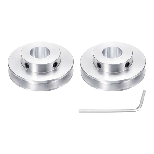 uxcell 1Pcs Single Groove Pulley, 15mm Fixed Bore 50mm Outer Diameter Aluminum Alloy Mechanical Belt Pulley with Hex Wrench for 6mm PU Round Belt - size: 15mm Bore, 50mm OD