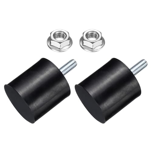 uxcell 2Pcs M8 Thread Rubber Mounts, Vibration Isolators, Cylindrical Shock Absorber with Studs 40 x 40mm with Non-Slip Nuts - size: M8 x 40 x 40mm