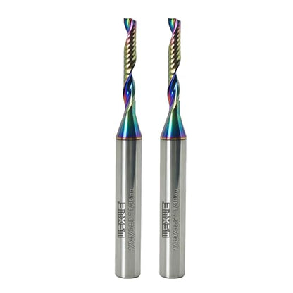 Tools Solid Carbide CNC Spiral Single Flute End Mill - for Acrylic Plate Aluminum, Wood, Plastic, Brass, Copper Cutting - 1/8 Diameter 1/4" Shank 2.5" Length,1 Flute (1/8-3/4-2.5 1/4 2PCS) - size: 1/8-3/4-2.5 1/4 2PCS