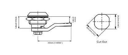 Lot of 8 Black Steel Quarter Turn Cam Lock Latch (For Enclosures, HVAC, Generators, Boxes, Cabins, Cabinets) - Operates by Screwdriver - IP65 - Totally Dust Tight - Waterproof - 060.44.120