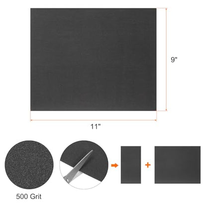 HARFINGTON 25pcs Sandpaper 500 Grit 9 x 11 Inch C-Weight Backing Silicon Carbide Abrasive Wet Dry Sanding Sheets for Wood Finishing, Metal Sanding, Automotive Polishing - size: 500 Grits