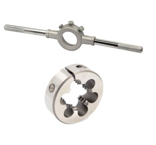 Drill America 3/4"-11-1/2 2" OD HSS NGH Garden Hose Round Die with Matching Die Handle (Wrench), Die Stock - size: 3/4" NGH, style: 2" OD