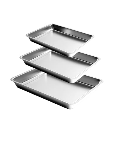 304 Stainless Steel Baking Pans Set, 2 Inch Deep Oven Pan, 16/12/9"