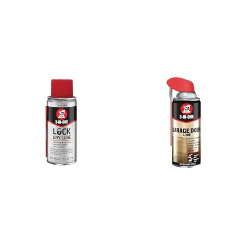 3-IN-ONE Lock Dry Lube, 2.5 OZ & Garage Door Lubricant with Smart Straw Sprays 2 Ways, 11 OZ