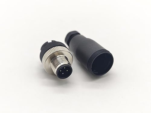 Elecbee Field Wireable M12 Connectors 4 Pin A Code Male Straight Plug Unshiled Waterproof for 22AWG 0.34mm² Cable