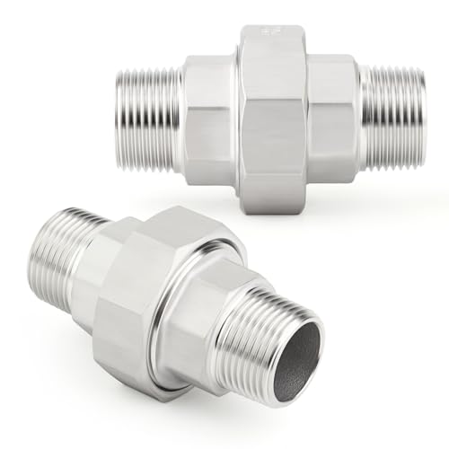 TAISHER 1PCS 304 Stainless Steel Union, 3/4" NPT Male x 3/4" NPT Male Cast Pipe Fitting - size: 3/4" MNPT