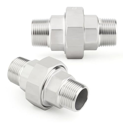 TAISHER 1PCS 304 Stainless Steel Union, 3/4" NPT Male x 3/4" NPT Male Cast Pipe Fitting - size: 3/4" MNPT