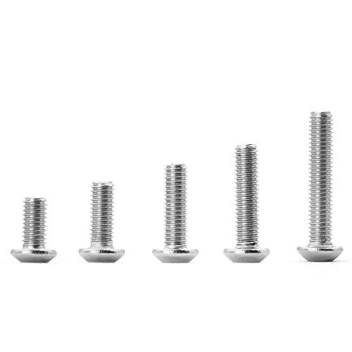 M3 x 6mm 8mm 10mm 12mm 16mm Button Head Socket Cap Screws Bolts, 304 Stainless Steel, Machine Fully Threaded, Metric Allen Hex Drive, Bright Finish, Assortment Kit 250PCS - size: M3 x 6/8/10/12/16mm (250PCS)