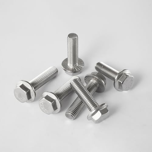 M10 x 75mm 4Pcs Flanged Hex Head Bolts, M10 x 1.5 Bolts, Flange Hexagon Head Screws, 304 Stainless Steel, Bright Finish, Metric Fully Thread - size: M10 x 75mm(4PCS)