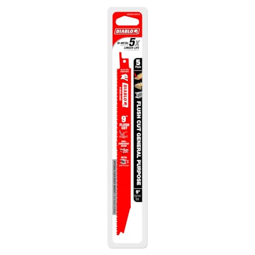 Diablo Flush Cut Bi-Metal Reciprocating Saw Blades - 9" Length, 5-Pack - size: 9" Flush Cut