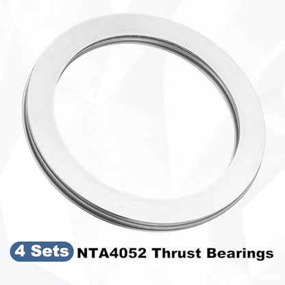 uxcell 4 Sets NTA4052 Thrust Needle Roller Bearings with Washers, ID 2-1/2" - size: NTA4052+2TWA, 2-1/2"x3-7/32"x1/8"