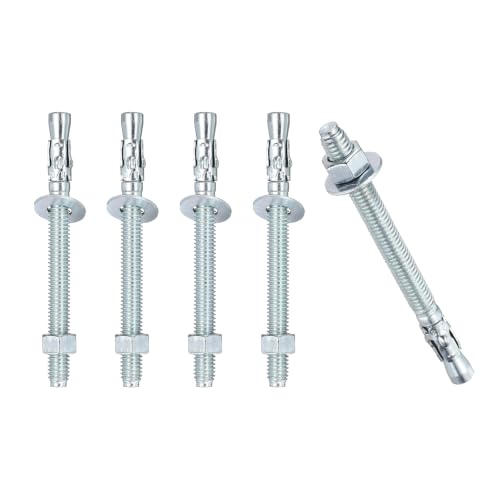 3/8" x4-1/2 Wedge Bolt 5 Pack Carbon Steel Zinc Plated - size: 3/8"x4-1/2"
