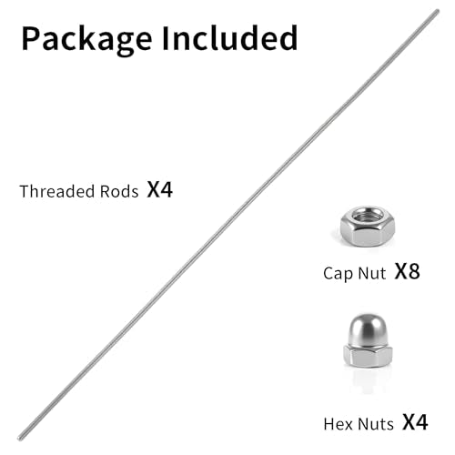 4Pcs Stainless Steel Fully Threaded Rods M3x400mm Right Threads with Nuts - size: M3x400mm