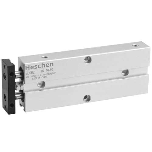 Heschen Double Rod Air Cylinder, TN10x60, 10mm Bore, 60mm Stroke, Double Acting Pneumatic Actuator with Magnetic Piston, 0.4° High Non-Rotation Precision for CNC, Robotics & Pick-and-Place Automation - size: 60mm Stroke