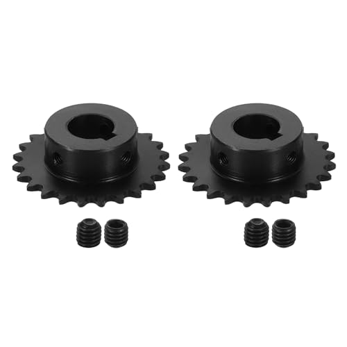 uxcell 2 Pcs #25 Chain Roller Sprocket 15mm Bore, 1/4" Pitch 24 Tooth C45 Carbon Steel ANSI #25 Roller Sprocket Keyway 5 x 2.3mm with Set Screws for ISO 04C Chain - size: 15mm Bore 24 Tooth 5 x 2.3mm Keyway