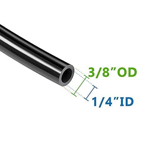 Feelers Pneumatic PU Tubing, 3/8"OD Hose PU Polyurethane Air Hose Tube Line for Air Compressor Water Fluid Transfer Black (16.4 ft) - color: Black, size: 3/8" OD - 16.4ft
