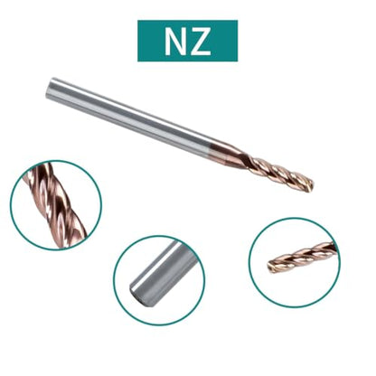 NZ 3/32" 4-Flute Ball Nose End Mill - size: 3/32 inch
