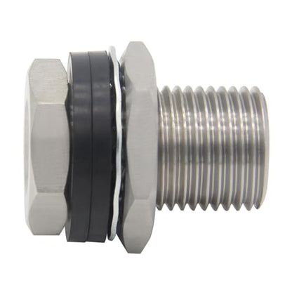 Stainless Steel Bulkhead Fitting 1/8 NPT Female 1-1/2" Length 2Pcs - size: 1/8" NPT Female to 1-1/2" Length