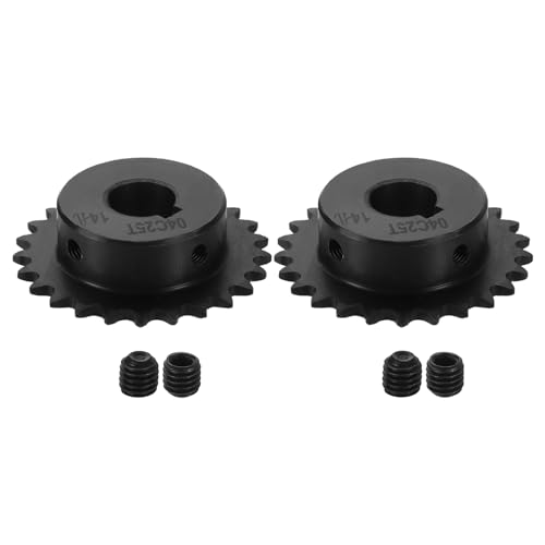 uxcell 2 Pcs #25 Chain Roller Sprocket 14mm Bore, 1/4" Pitch 25 Tooth C45 Carbon Steel ANSI #25 Roller Sprocket Keyway 5 x 2.3mm with Set Screws for ISO 04C Chain - size: 14mm Bore 25 Tooth 5 x 2.3mm Keyway
