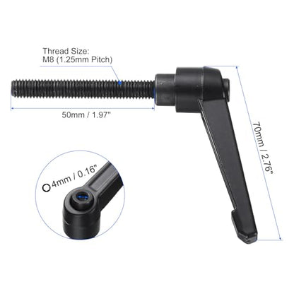 uxcell 4pcs Clamping Lever Handles, M8 x 50mm Black Oxide Carbon Steel Threaded Male Stud, Adjustable Handles Locking Quick Release Ratchet Push Button Bolt Knobs, Black - size: M8 x 50mm