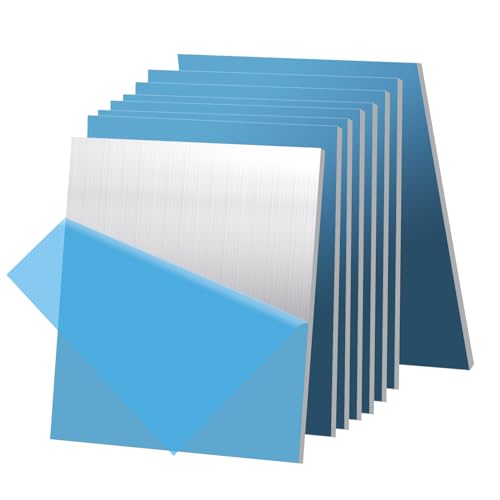 8PCS 6061 Aluminum Sheet Metal 1/8" x 4" x 6", Aluminum Plates Covered with Protective Film, Heat Treatable Aluminum Flat Bar for DIY Craft, Industry - size: 1/8", style: 4" × 6", 8Pcs