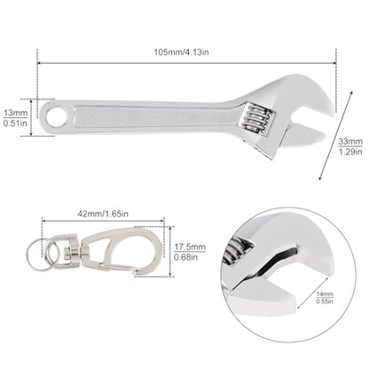 Mini Wrench Tool Keychain, Spanner Keyring Pendant, Keychain Creative Mini Adjustable Wrench Key Chain Spanner Key Chain (Silver) - color: Silver