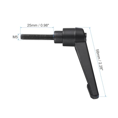 uxcell M5 x 25mm Handle Adjustable Clamping Lever Thread Push Button Ratchet Male Threaded Stud Knobs Locking Rotating Screw Handles Quick Release Bolt Black 2pcs - color: Black, size: M5 x 25mm