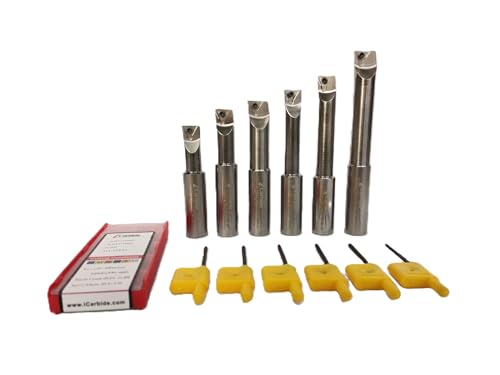 5/8 Shank Indexable Boring Bar 6pcs Set with 10 pcs TCMT110204 Carbide Inserts IC02