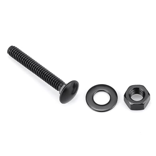16 Sets 5/16-18 x 2-1/2" Black Carriage Bolts Screws and Hex Nuts & Flat Washers, 304 Stainless Steel 18-8, Round Head Square Neck, Full Thread Coverage - size: 5/16-18 x 2-1/2"
